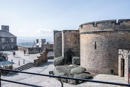 United Kingdom, Edinburg - 24 August, 2021: Edinburgh castle Guns towers and city viewのeditorial素材
