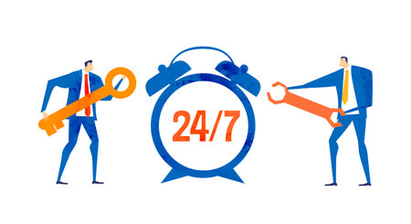 Business people working 24x7.  Support and help, Economy, finance industry, research, advisory,...