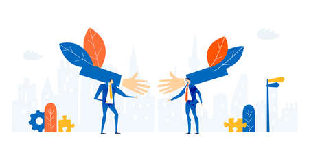 Business people having agreement, making decision on a deal, handshaking. Successful meeting, working together conceptのイラスト素材