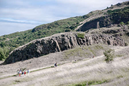 Holyrood park and Arthur's Seat, ancient volcano and nature park of Edinburgh. 2021, Scotlandのeditorial素材