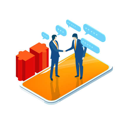 Business people Handshake. Success in business. Isometric infographic illustration.のイラスト素材