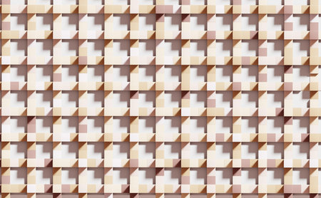 Cube wall. Geometric abstract background made of many rotating cubes. Rendering 3D illustration