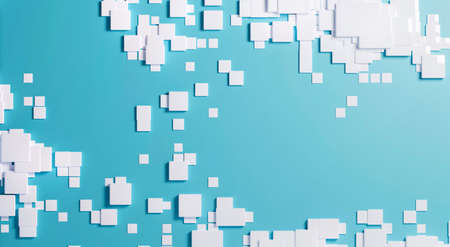 3D rendering dynamic cubes abstract background, business, science, technology concept illustration.の写真素材