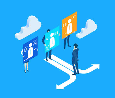 Business people looking for new employee.  3D Isometric illustrationのイラスト素材