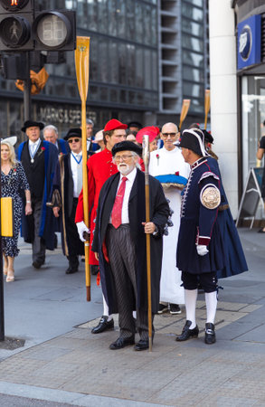London, UK - 21 June, 2022: The Knolly's Rose ceremony in City of London. People in ceremonials...