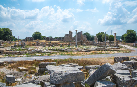 Perge. Ruins of the City Wall from the Hellenistic age. Greco-Roman ancient city Perga. Greek colony from 7th century BC, conquered by Persians and Alexander the Great in 334 BC.のeditorial素材