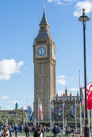 London, UK - September 16, 2022:  Big Ben, Houses of Parliament during funeral ceremony of Queen Elizabeth IIのeditorial素材