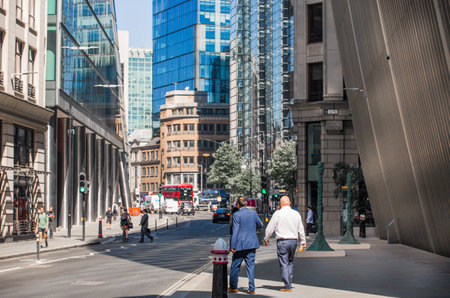 London, UK - June 22, 2022:  City of London street view, business and banking areaのeditorial素材