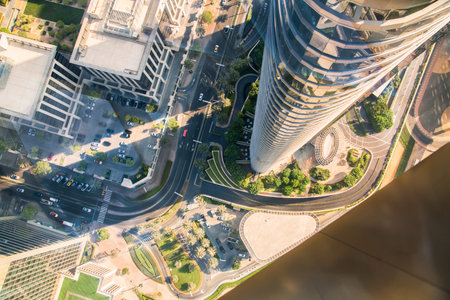 Dubai, UAE - September 2, 2022: View down to Dubai streets from the 57th floorのeditorial素材