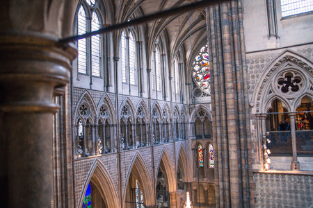 London, UK - November 27, 2022: Collegiate Church of Saint Peter at Westminster, North Transept view and Rose Windowのeditorial素材