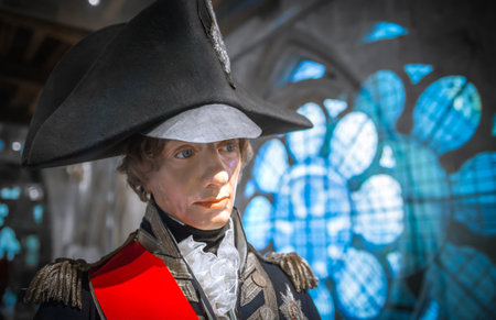 London, UK - November 27, 2022: Funeral effigy of admiral Nelson. Wax portrait Westminster Abbeyのeditorial素材