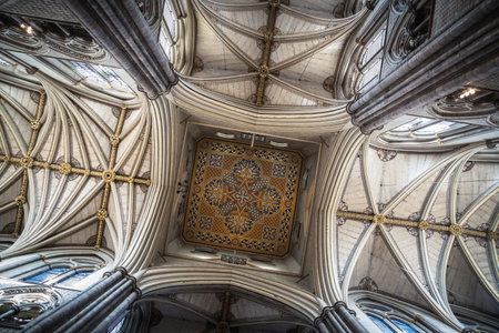 London, UK - November 27, 2022: Ceiling of central Nave in Collegiate Church of Saint Peter in Westminster Abbey.のeditorial素材