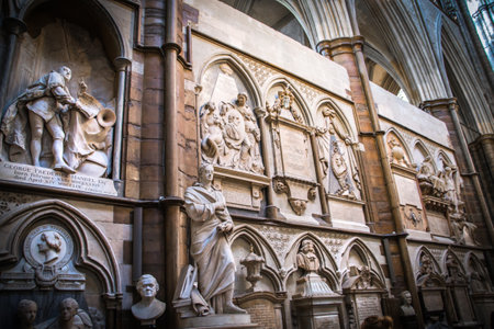 London, UK - November 27, 2022: Funeral effigy in Collegiate Church of St Peter at Westminster Abbeyのeditorial素材