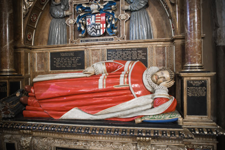 London, UK - November 27, 2022: Funeral effigy in Collegiate Church of St Peter at Westminster Abbeyのeditorial素材