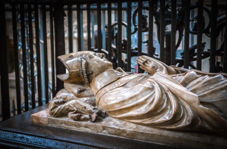 London, UK - November 27, 2022: Funeral effigy in Collegiate Church of St Peter at Westminster Abbey