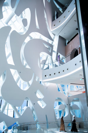 Dubai, UAE - September 2, 2022: Entrance to the Museum of  the Future, exhibition hall interiorのeditorial素材