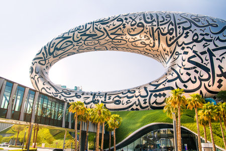 Dubai, UAE - September 2, 2022: Egg shape building, Museum of the future at Sheikh Zayed Road.のeditorial素材