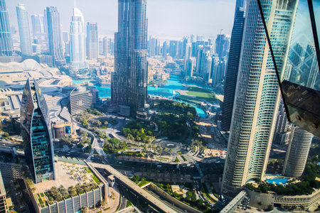 Dubai, UAE - September 2, 2022: Burj Khalifa and Dubai downtown view including fountains and shopping mallのeditorial素材