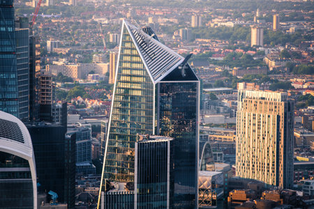 City of London banking and business district at sunset. London, UKのeditorial素材