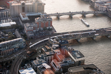 London, UK - 23 July, 2019: Railway junction at London Bridge at sunset. London, UKのeditorial素材