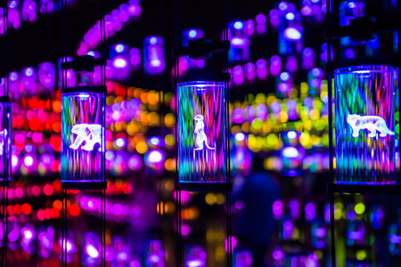 Dubai, UAE - September 2, 2022: Lights display in the Museum of the Futureのeditorial素材