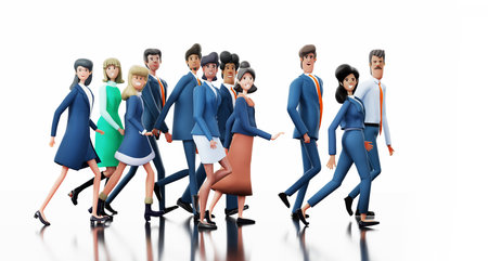 Group of successful business people walking together. 3D rendering illustrationの写真素材