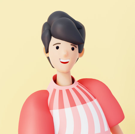 Successful Business woman portrait. Head shoot. 3D rendering characterの写真素材