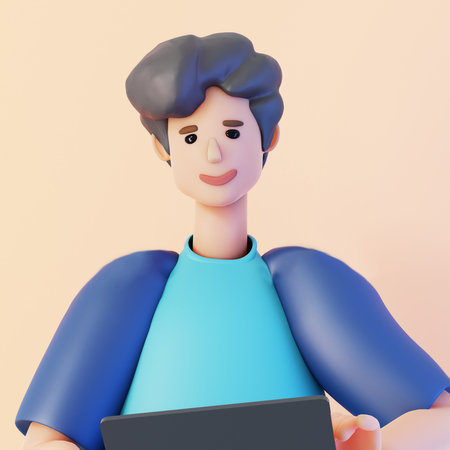 Young professional man portrait. Head shoot. 3D rendering characterの写真素材