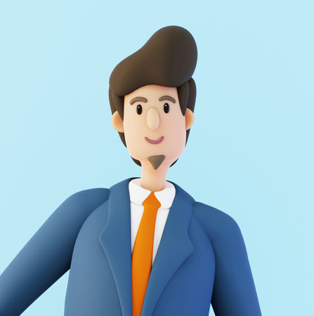 Successful Businessman portrait. Head shoot. 3D rendering characterの写真素材