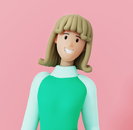 Successful Business woman portrait. Head shoot. 3D rendering characterの写真素材