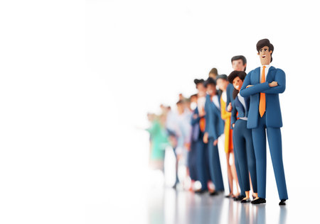 Team of successful business people standing in line at white. 3D rendering illustrationの写真素材