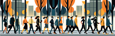 Business people walking in the City, business concept illustrationのイラスト素材
