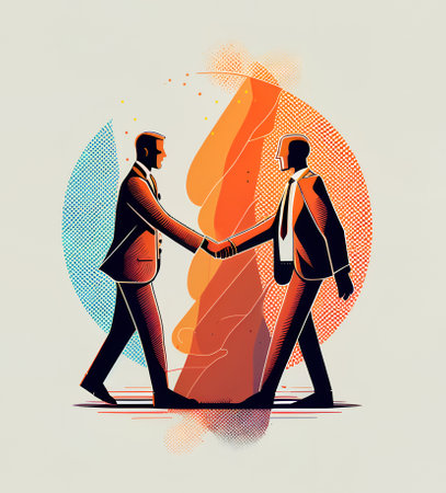 Business people shaken hands as symbol of achievements, having agreement and making a deal. AI generative illustrationの素材