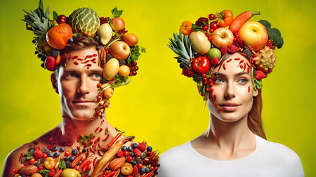 Healthy eating concept illustration made with AI generative.の素材