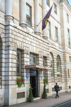 London, UK - 9 September, 2023: Street view in Mayfair with beautiful periodic buildings. Mayfair is one of the richest areas to live with fancy lifestyleのeditorial素材