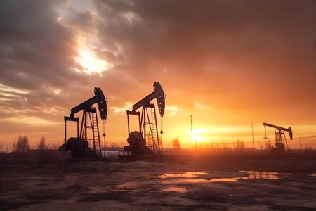 Abandoned oil pump jack, mining equipment deteriorating due to economy crisis and world sanctions.の素材