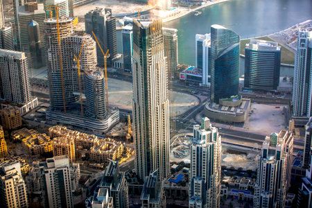 Dubai, UAE - September 2, 2022: Dubai downtown view with motorway and skyscrapersのeditorial素材