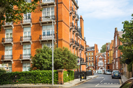 London, UK - 9 September, 2023: Beautiful periodic building of Chelsea, one of the richest areas to...