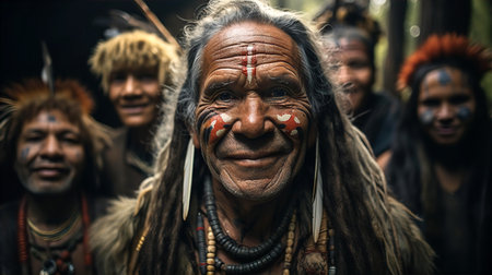 Native people of America, family group portrait. Indigenous peoples of the Americaの素材