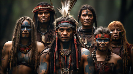 Native people of America, family group portrait. Indigenous peoples of the Americaの素材