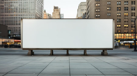 Empty billboard in City street, blank mock - up with space for your textの素材