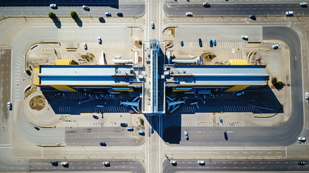 Top view, drone photo of industrial building, ware houseの素材