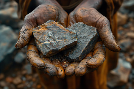 African minor showing stones he digger upの素材