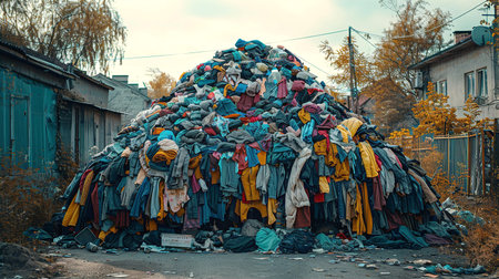 Piles of old clothes for recycle, environmental conceptの素材