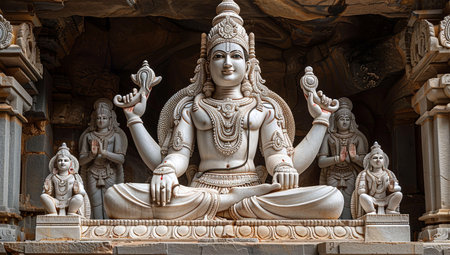 Buddha statue in the cave temple, Udaipur, Rajasthan, Indiaの素材