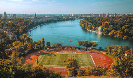 Panoramic view of Frankfurt am Main and the river Elbeの素材