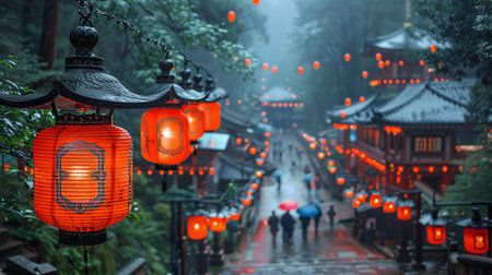 Lanterns on the streets of the ancient city in Chinaの素材