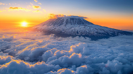 Sunrise over the clouds and Mt. Fuji, Yamanashi, Japanの素材