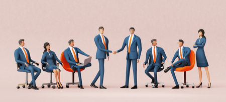 Group of business people standing in a row. 3D illustration.の写真素材