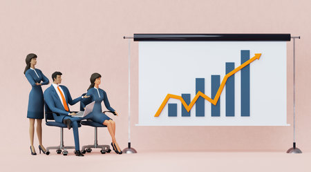 Business people in a meeting, negotiating a deal, soving the problems. 3D illustration.の写真素材